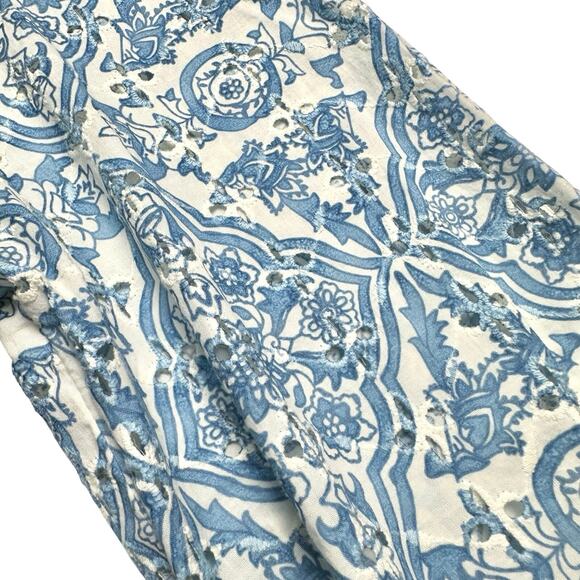 Soft Surroundings | Women | Capelle Embroidered Eyelet Button Up Shirt | Medium - Picture 12 of 15